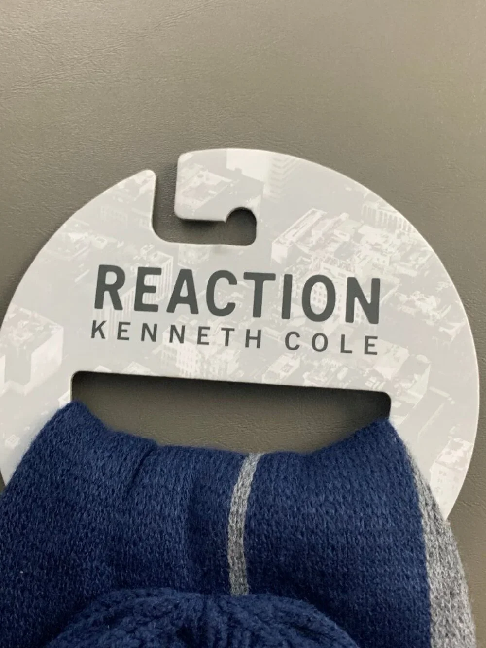 Kenneth Cole Reaction Men's 2-Piece Knit Beanie Hat and Scarf Set, Blue Gray
